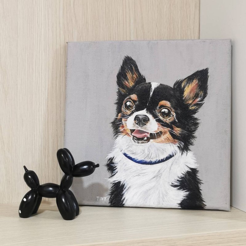 Custom Realistic Pet Portrait, Acrylic Hand Painting Canvas, Dog Cat Memorial - Other - Acrylic Khaki