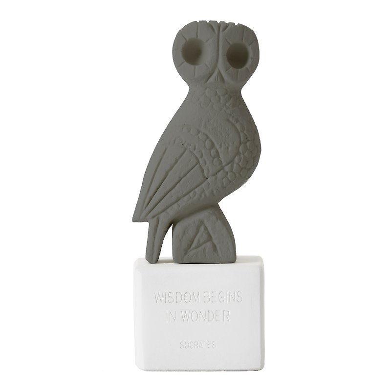 古希臘 貓頭鷹擺飾 Owl Myron (灰) - 手工陶製雕像 - 裝飾/擺設  - 陶 灰色