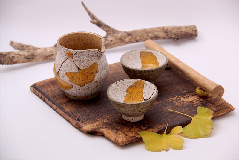 茶海茶杯組 - 銀杏系列 - 茶壺/茶杯/茶具 - 陶 黃色