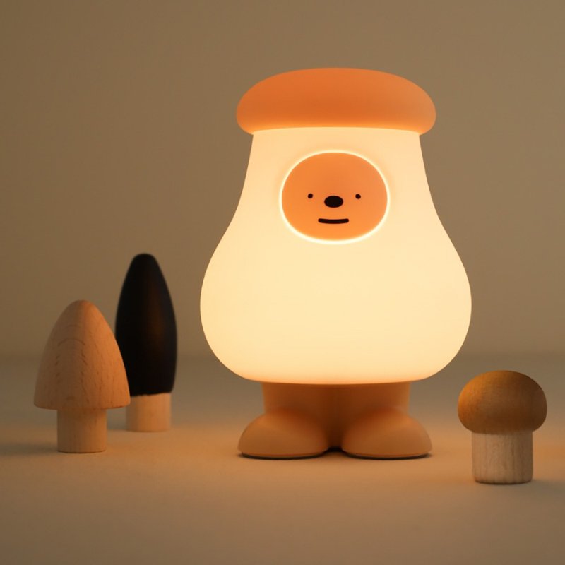 Big-headed Mushroom Accompanying Sleeping Lamp Eye Protection Night Lamp Stupid, cute and cute when you tap it - โคมไฟ - ซิลิคอน 