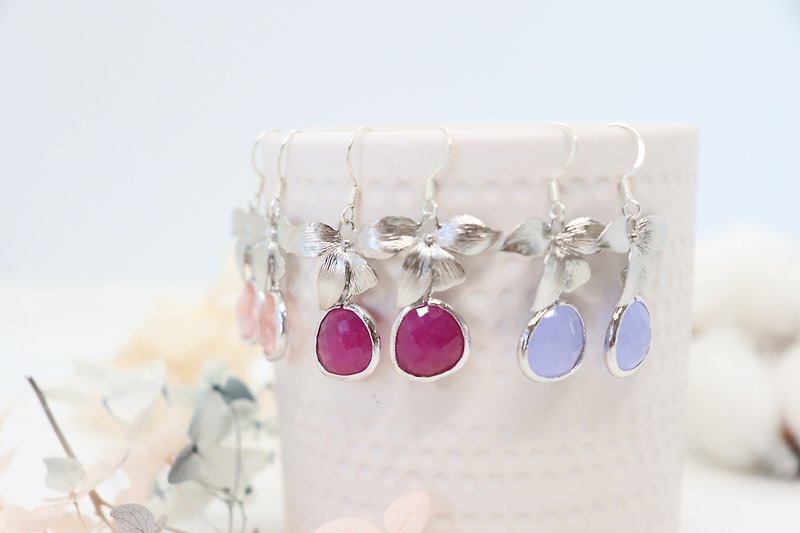 Wild Orchid Magenta Teardrop Crystal Earrings, Gorgeous Deep Pink Earrings - 耳環/耳夾 - 水晶 多色