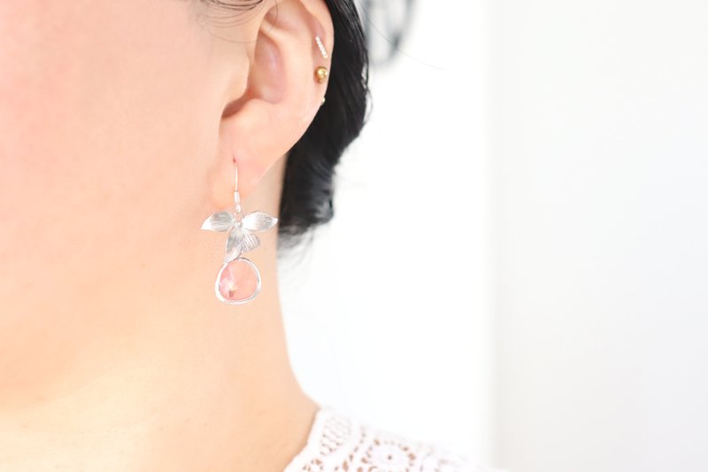 Wild Orchid Teardrop Crystal Stone Earrings Gorgeous Colourful Earrings Delicate - 耳環/耳夾/耳骨夾 - 水晶 多色