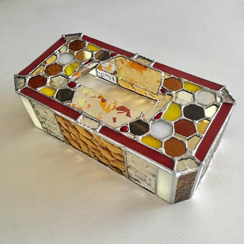 Tissue box case golden honey glass Bay View - กล่องทิชชู่ - แก้ว สีทอง