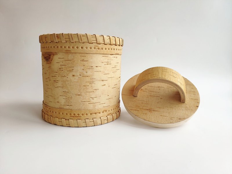 Birch bark box, birch bark canister, tea box - 居家收納/收納盒/收納用品 - 木頭 