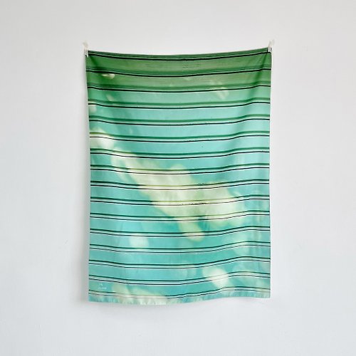ITS CLOUD客製禮物 面料柔軟的綠色條紋窗簾掛布