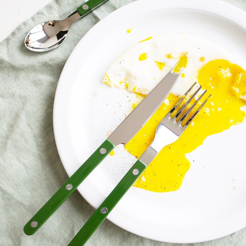 Sabre Paris-Bistrot復古酒館-亮面不鏽鋼主餐刀-深綠 - 刀叉/湯匙/餐具組 - 其他金屬 綠色