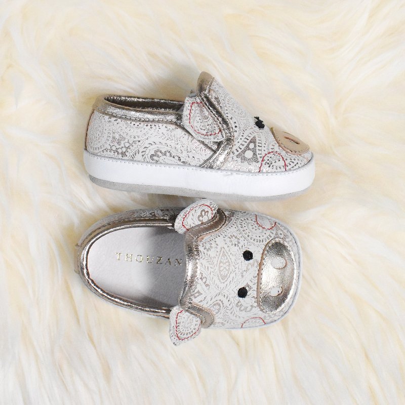 Golden Pig Annunciation Baby Shoes / Handmade Toddler Shoes / Customized Branding / Customized / Gifts - รองเท้าเด็ก - หนังแท้ สีทอง