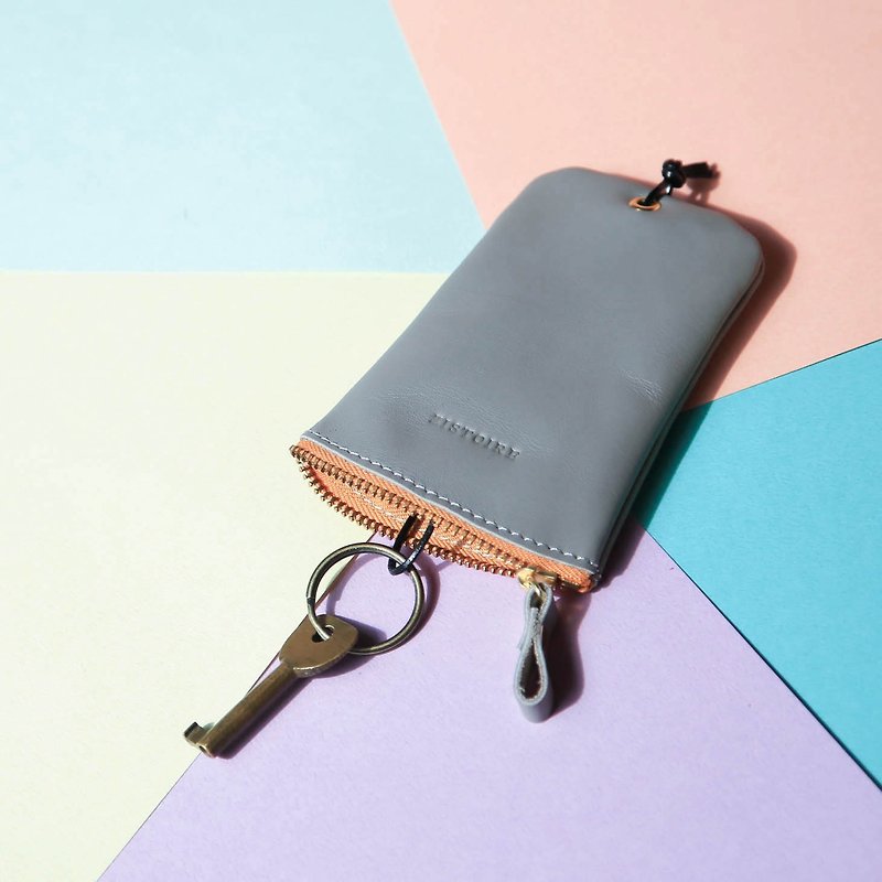 [Keys' Sweet Home / Key Bag] Misty Gray (Yellow Zipper) Misty Gray - Keychains - Genuine Leather 
