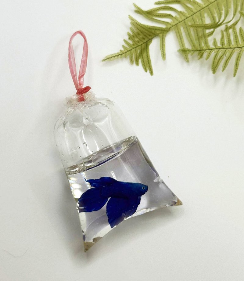 手工黏土 迷你  馬尾鬥魚 撈魚袋 療癒小物 - 擺飾/家飾品 - 其他材質 藍色