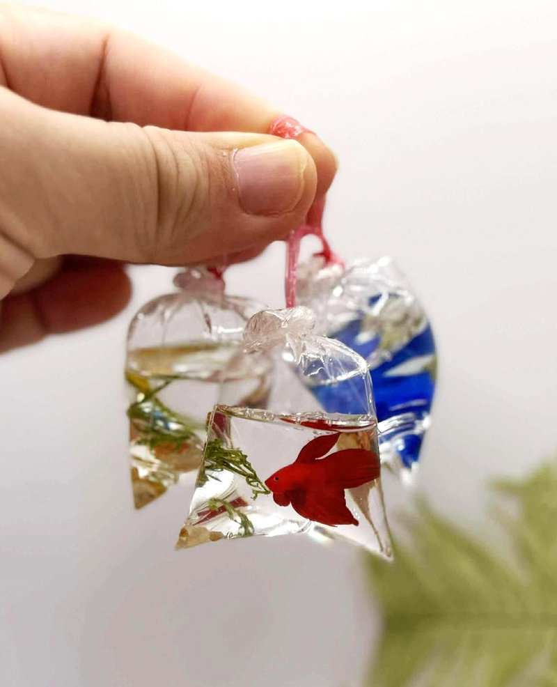 馬尾鬥魚 迷你撈魚袋 療癒小物 - 裝飾/擺設  - 其他材質 藍色