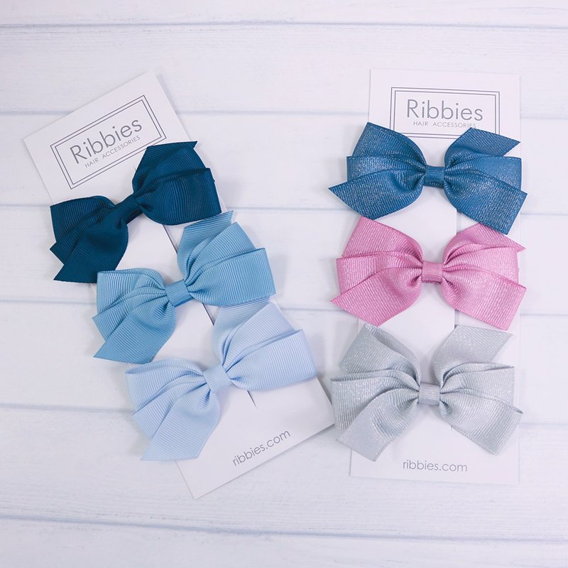 British Ribbies classic middle bow 3 into the group-blue series - Hair Accessories - Polyester 