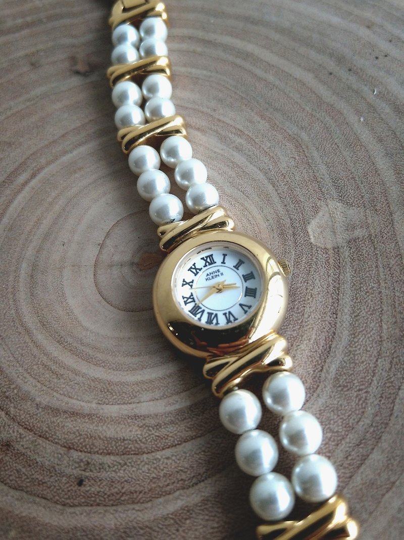 美國安妮克莱因 Anne Klein 仿珍珠手鍊式古董女錶 典雅氣質 - 女裝錶 - 其他金屬 金色