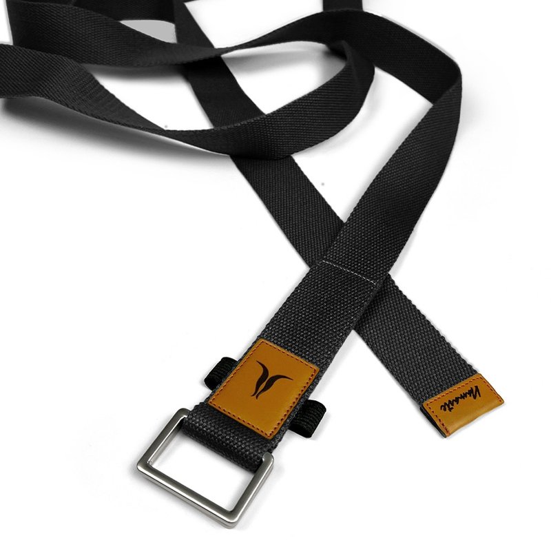 【NAMASTE】Yoga Strap 瑜珈繩240cm(寬4cm) - 黑色 - 運動/健身器材 - 棉．麻 黑色