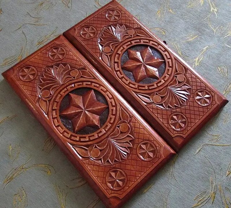 Carved Backgammon #11 Handmade Custom For Game Lovers Gift Original - Board Games & Toys - Wood Brown