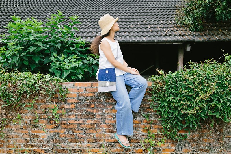 Yilan Wai'ao's Double Moon-Side Bag - Messenger Bags & Sling Bags - Cotton & Hemp Gray
