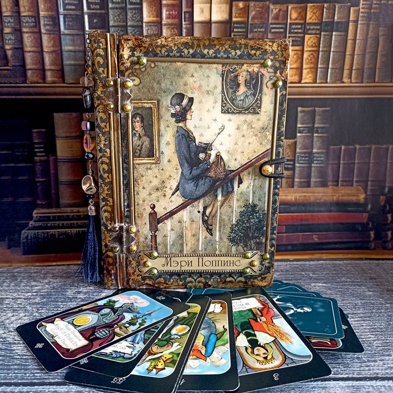 Vintage Book box,Mary Poppins, Tarot books,Tarot card box,Jewelry box, Adventure - 居家收納/收納盒/儲物盒 - 木頭 橘色