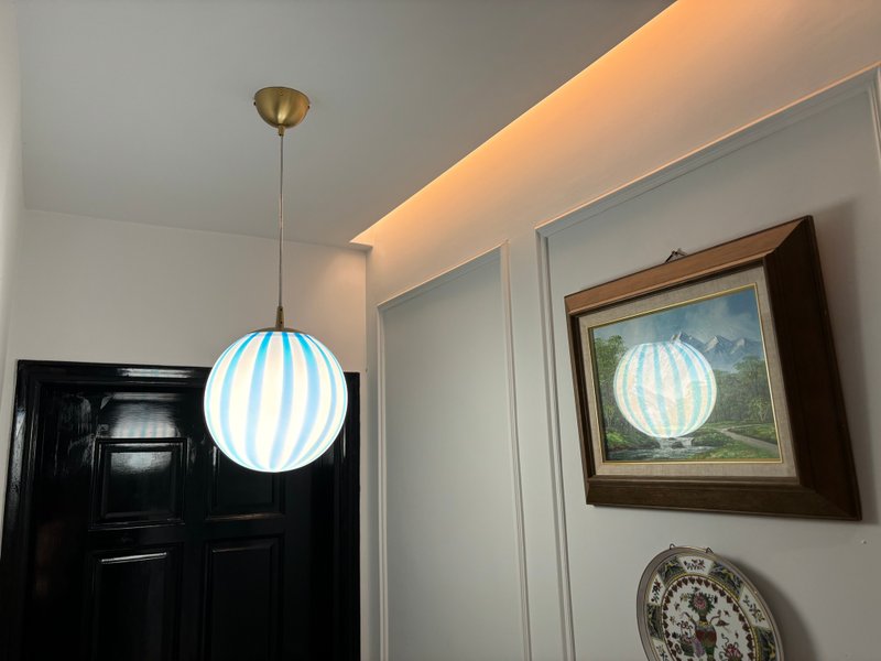 Hand Blown Glass Globe Pendant Lights D25cm(9.8inch), Glass Globe Ceiling Light - Lighting - Glass Blue