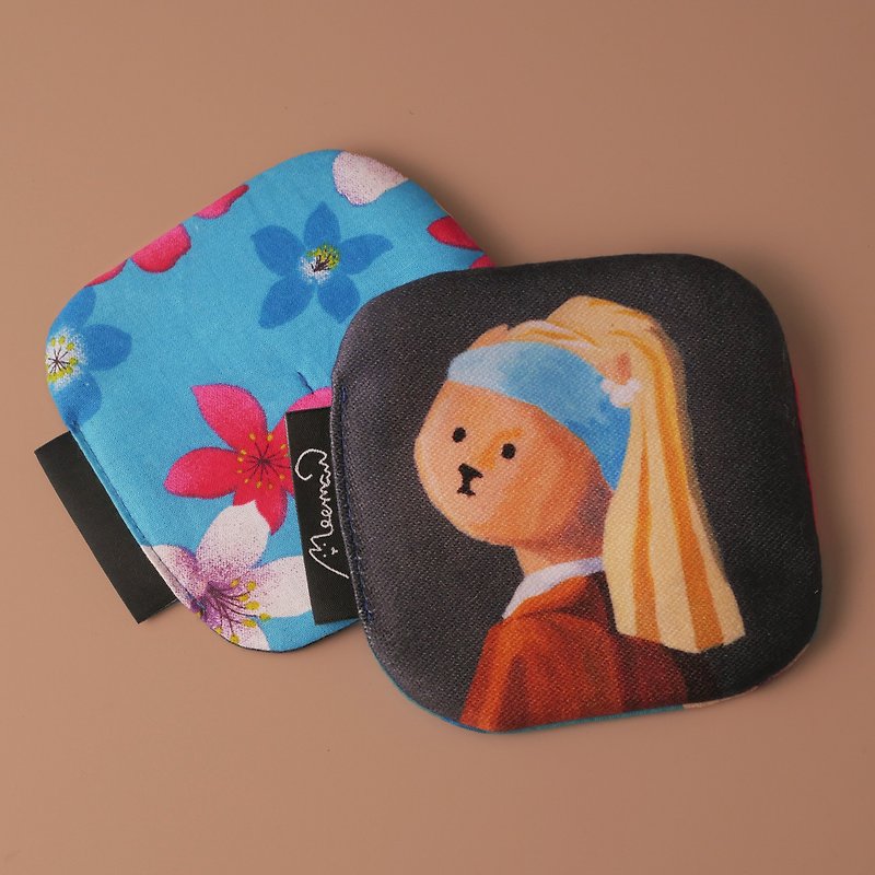 Girl with a Pearl Earring Handmade Absorbent Towel coaster - Coasters - Cotton & Hemp Multicolor
