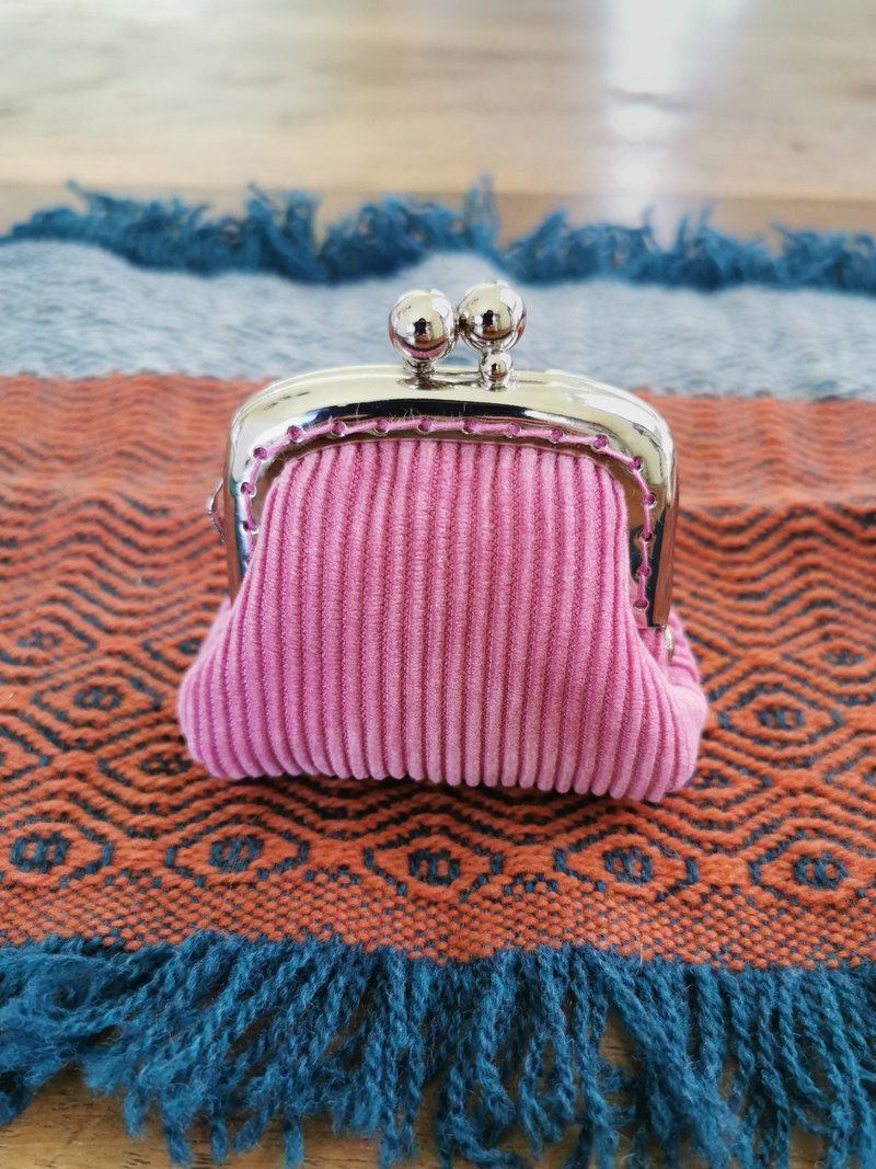 CaCa Crafts | Mini Corduroy Gold Bag - Coin Purses - Cotton & Hemp Pink