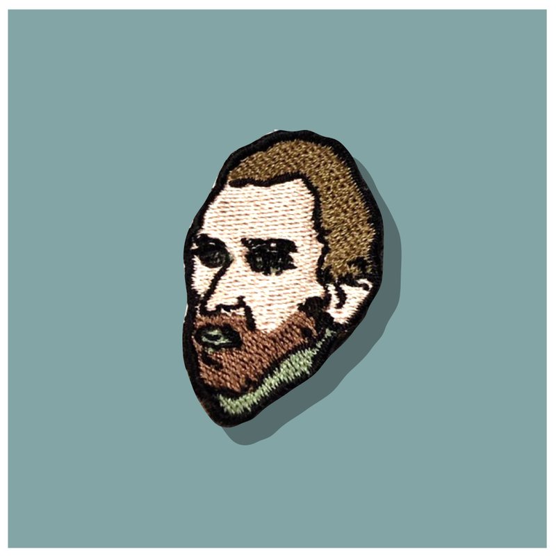 self portrait  iron on patch vincent van gogh - 徽章/別針 - 繡線 卡其色