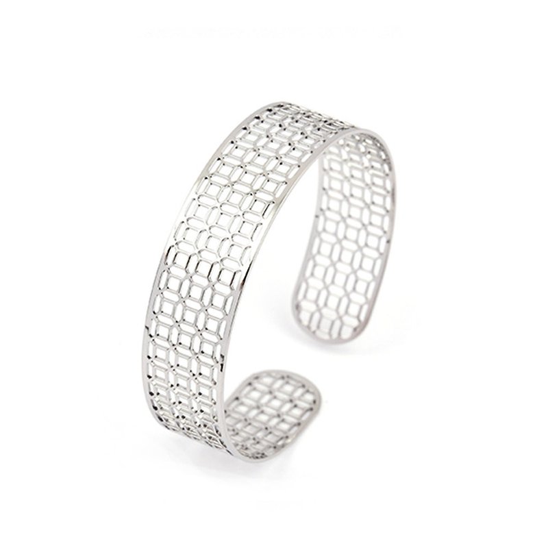 Window grille thin steel bracelet - wealthy and rich narrow version for girls, good luck wearing medical grade thin steel - Bracelets - Stainless Steel Silver