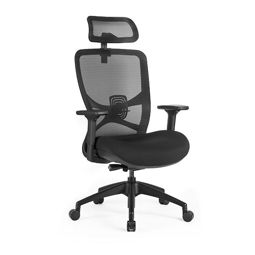 SEATWELL RICH高背含頭枕辦公椅/電腦椅/工學椅 黑框黑網