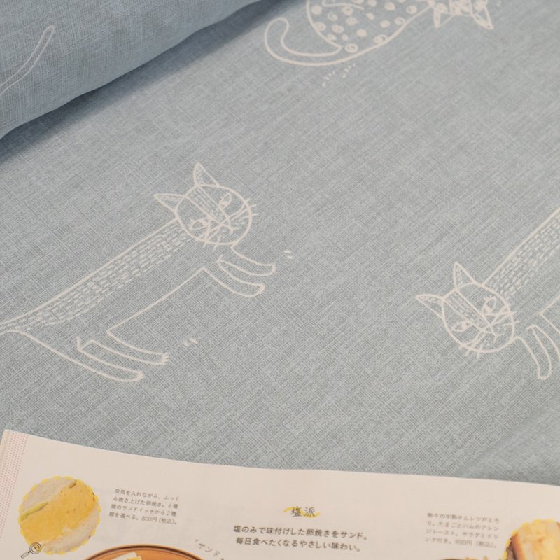 Prehistoric cat 100% combed cotton bed pack set made in Taiwan [exceeded take limit set] - Bedding - Cotton & Hemp Blue