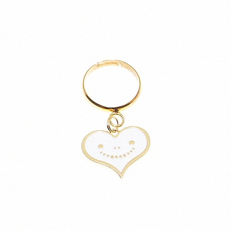 Xinmeng Handmade Jewelry Series-White Metal Smile Love Ring - แหวนทั่วไป - โลหะ สีทอง
