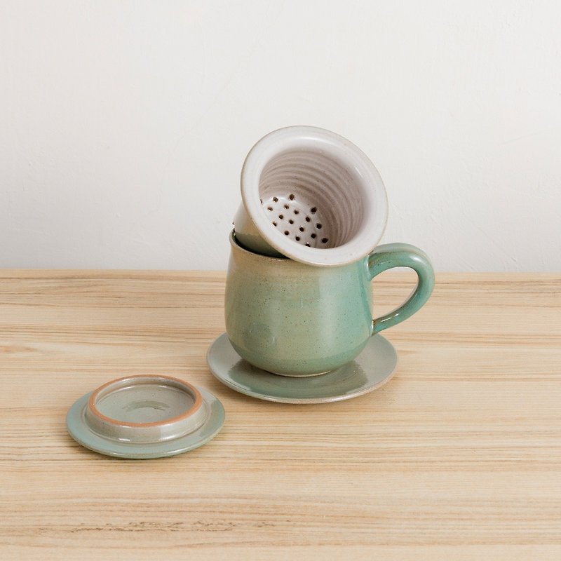 【Fuberdo】Tao Life Good Rhyme Cup-Lake Green - Teapots & Teacups - Pottery Khaki