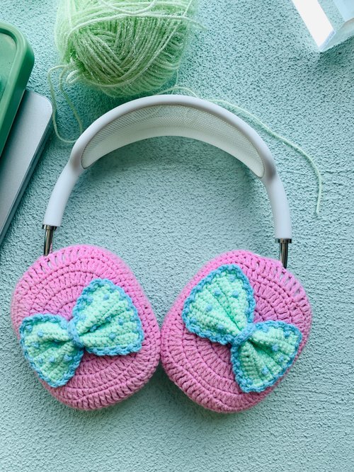 Pawpawcrochet 時尚蝴蝶結原創設計 AirPod Max 保護套 索尼 XM5 頭戴式耳機保護