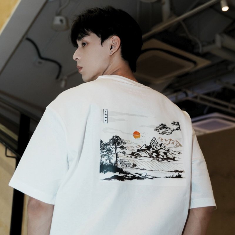 【CREEPS】夕陽如丹 寬鬆重磅印花T恤 210g - 男 T 恤 - 棉．麻 多色