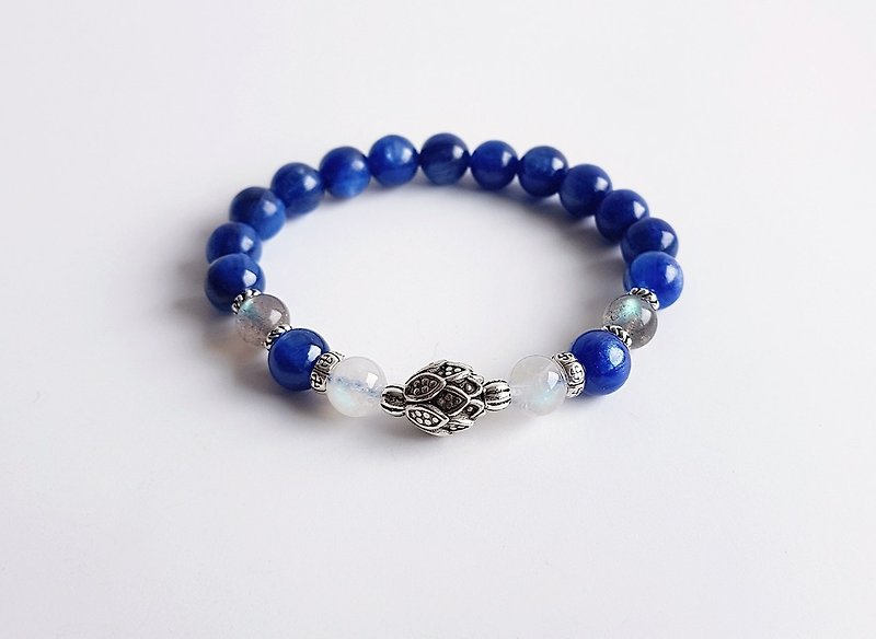 Natural ore kyanite blue Moonstone Labradorite 925 Silver • bracelet - Bracelets - Gemstone Blue