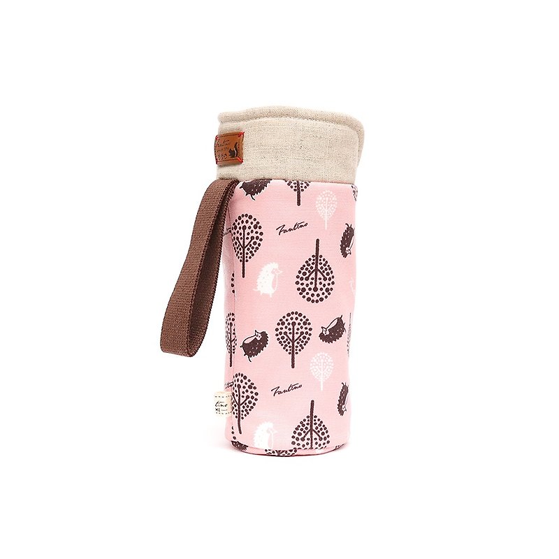 Original cloth flower cotton anti-collision water bottle bag - Jungle peek-a-boo (cherry blossom pink)/gift exchange/graduation season - Beverage Holders & Bags - Cotton & Hemp Pink