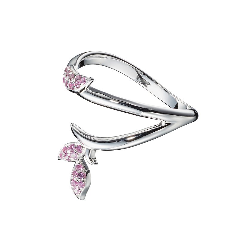ピンクコランダムリング革新的なデザインの結婚指輪K14ホワイトゴールドリングフレッシュでシックなプラムリング - リング - 貴金属 ピンク