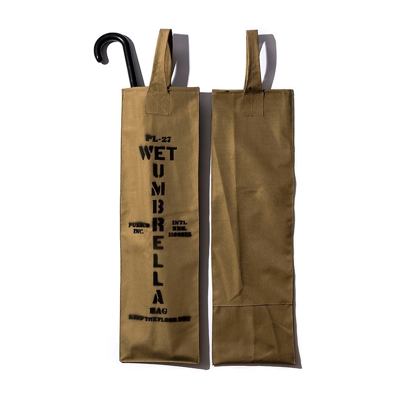 RUBBERIZED FABRIC UMBRELLA BAG Vintage Waterproof Umbrella Bag - ร่ม - วัสดุกันนำ้ สีกากี