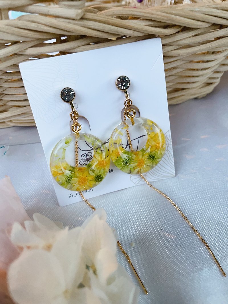 Fish is Fish J Jewelry Collection || Romantic Wreath (Large) Summer Romantic Large Wreath Metal Clip-On - Earrings & Clip-ons - Resin Yellow