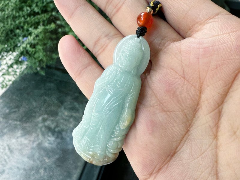 Natural ice waxy jade Amitabha jade pendant - Other - Jade Green