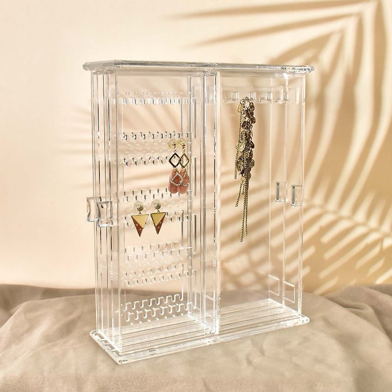 Clear Acrylic Deluxe Earring & Necklace Keeper - Storage - Acrylic Transparent