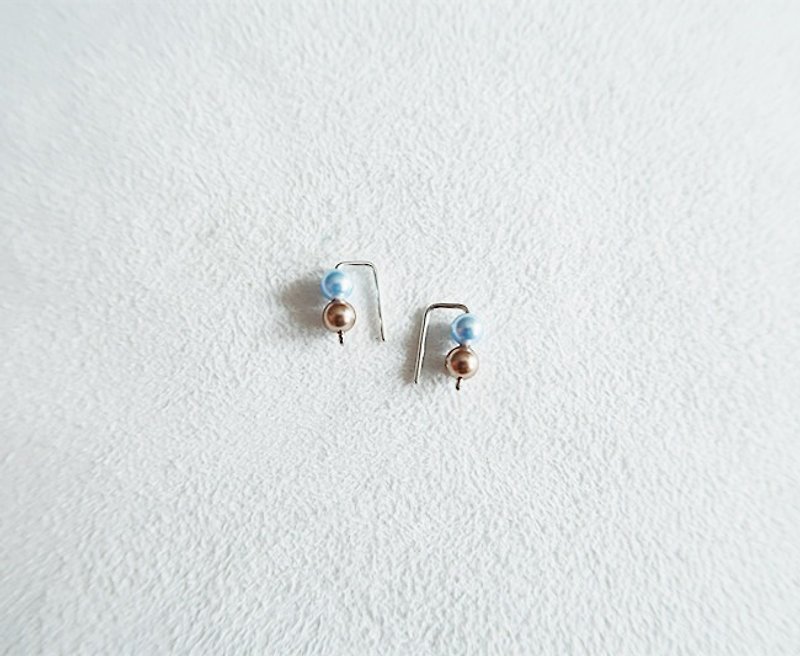 Earrings Beads Light blue gold Sterling Silver - Earrings & Clip-ons - Sterling Silver Blue