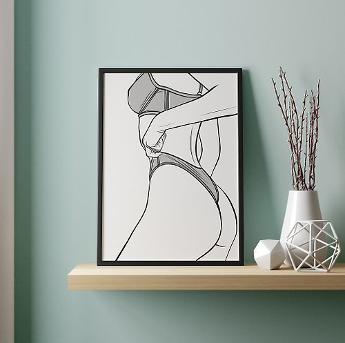 NaumetsArtShop 照片中的裸體數字肖像、定制線條藝術印刷品、極簡風格的牆壁藝術