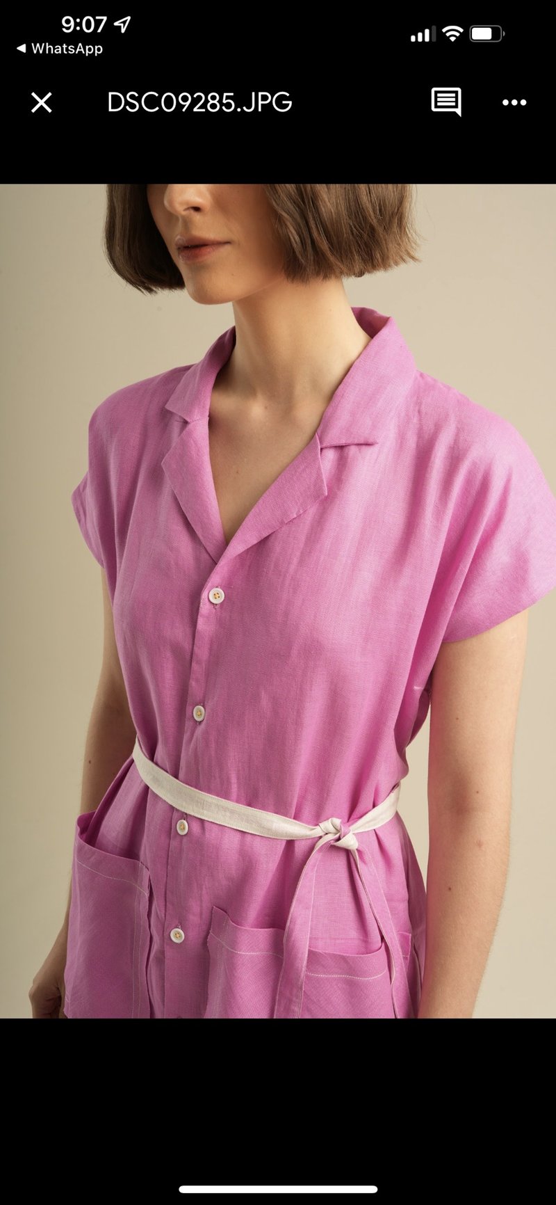 Rossa Dress in pink linen - 洋裝/連身裙 - 其他材質 