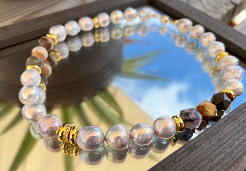 Wise Granny - Natural Freshwater Silver Baroque Pearl Necklace - สร้อยคอ - ไข่มุก 