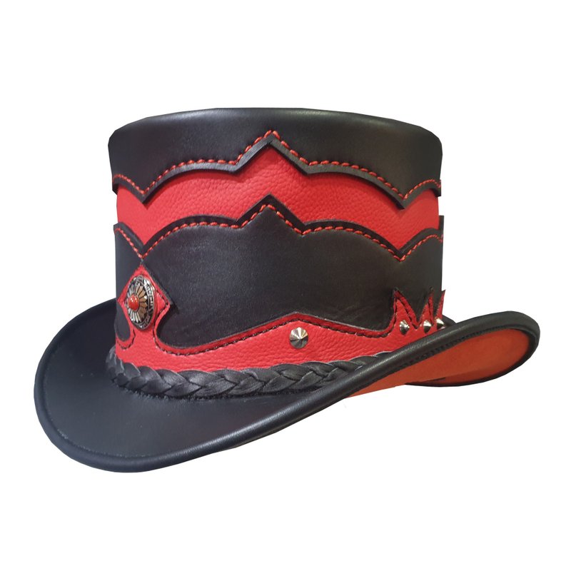 Voodoo Hatter El Dorado Double Crowned Top Hat - 帽子 - 真皮 黑色