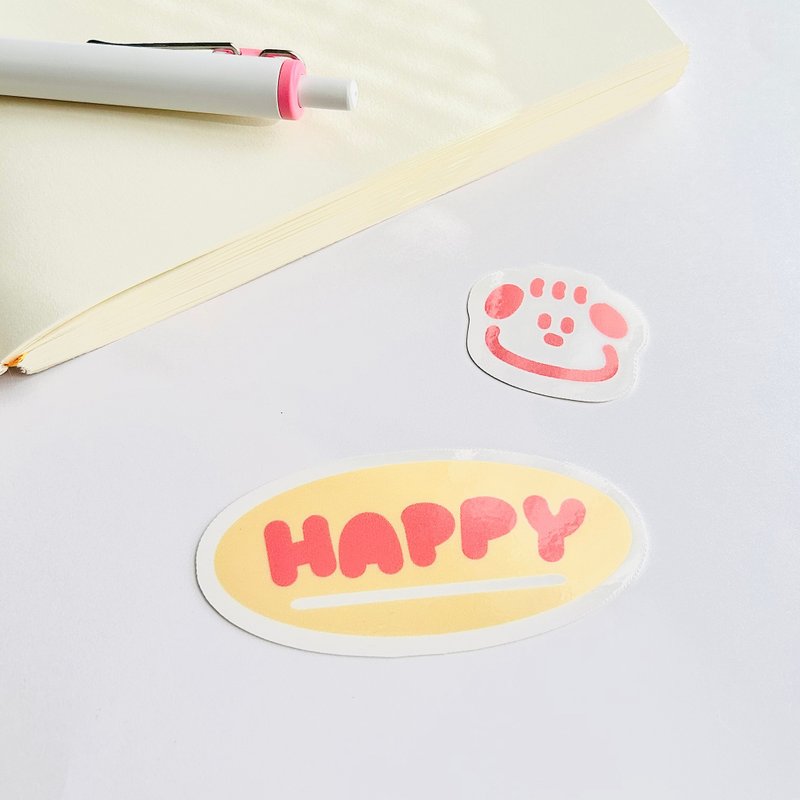 ステッカー2枚セット　HAPPYねこ - 貼紙 - 紙 