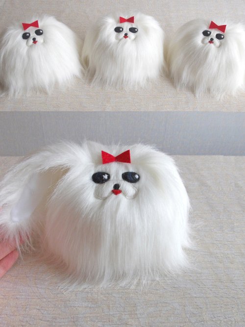 lovely Pekingese dog 14x10cm furry fur dog model toy polyethylene