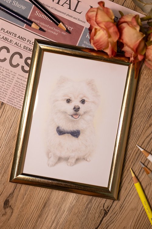 佑子畫一畫|手繪客製|寵物肖像|色鉛筆 客製寵物畫 B6尺寸可附框 精細色鉛筆