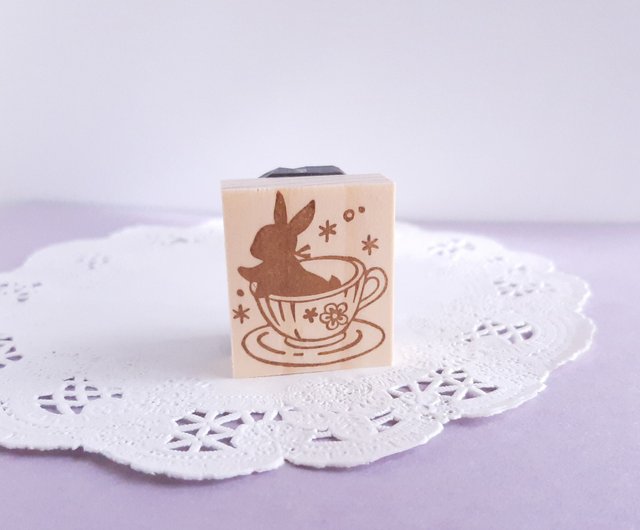 消しゴムはんこNo.25  うさぎ ティーカップ 消しゴムはんこNo.25 うさぎ ティーカップ