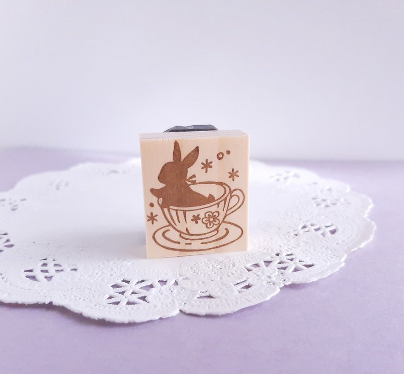 Tea cup rabbit stamp - ตราปั๊ม/สแตมป์/หมึก - ยาง สีใส