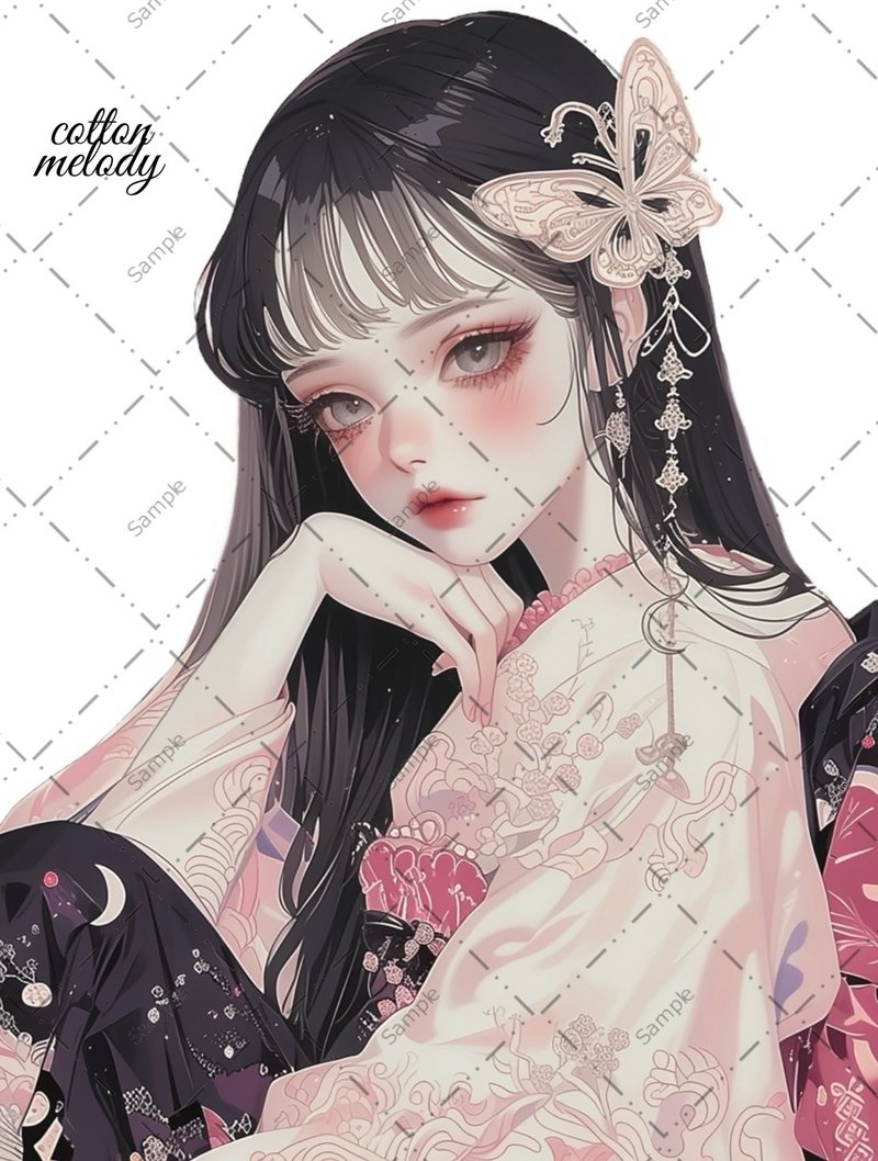 original sticker no.716 人物ステッカー オリジナルステッカー 人物ステッカー 女の子ステッカー オリジナル人物ステッカー - 貼紙 - 紙 