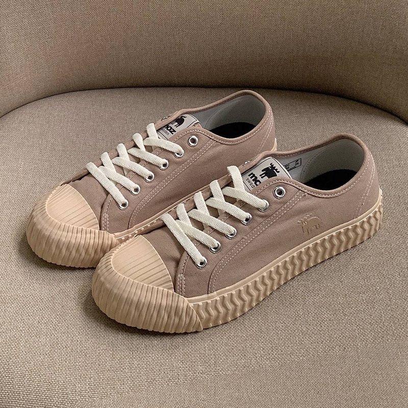 moz Swedish moose lace-up canvas biscuit shoes (cocoa) - Women's Casual Shoes - Cotton & Hemp Khaki